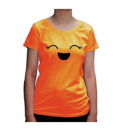 Pomarańczowa koszulka dynia z wesołą minką damska