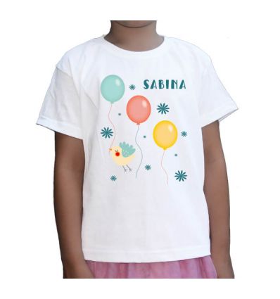 Koszulka dziecięca imienna ptaszek z balonikami