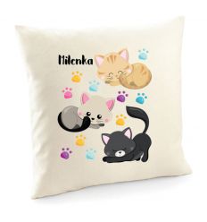 Poduszka z imieniem dziecka z kotkami poszewka