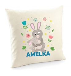 Poduszka z imieniem dziecka z królikamii poszewka