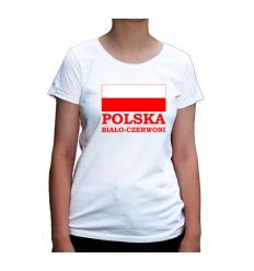 Koszulka z flagą Polska biało-czerwoni damska