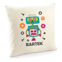 Poduszka z robotem z imieniem dziecka poszewka