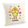 Poduszka z zielonym robotem z imieniem dziecka poszewka