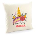 Poduszka z rogiem jednorożca z imieniem dziecka poszewka