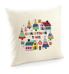 Poduszka świąteczna z domkami, poszewka