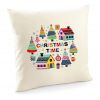 Poduszka świąteczna z domkami, poszewka