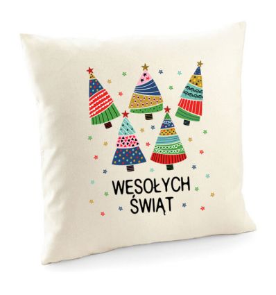 Poduszka choinkami, poszewka świąteczna