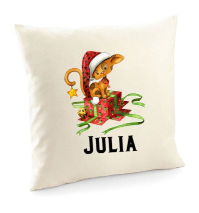 Poduszka świąteczna z kotkiem z imieniem, poszewka