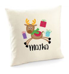 Poduszka świąteczna z reniferem z imieniem, poszewka