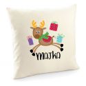 Poduszka świąteczna z reniferem z imieniem, poszewka