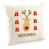 Poduszka z reniferem z imieniem, poszewka świąteczna