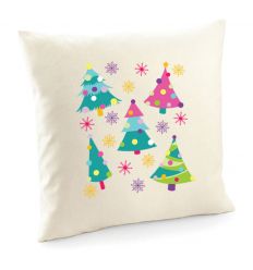 Poduszka kolorowymi choinkami, poszewka świąteczna