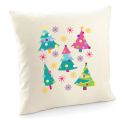 Poduszka kolorowymi choinkami, poszewka świąteczna