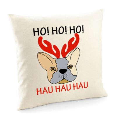 Poduszka z buldogiem, poszewka świąteczna