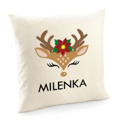Świąteczna poduszka z reniferem z imieniem, poszewka