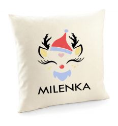 Poduszka z reniferem z imieniem, poszewka świąteczna