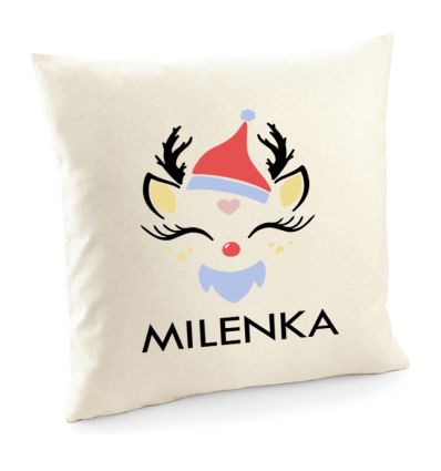 Poduszka z reniferem z imieniem, poszewka świąteczna