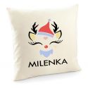 Poduszka z reniferem z imieniem, poszewka świąteczna