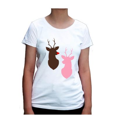 Koszulka świąteczna damska z reniferami