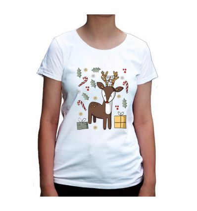 Koszulka świąteczna damska Renifer