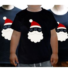 Koszulki świąteczne dla rodziny czarne z Mikołajem