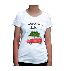 Koszulka świąteczna damska choinka na busie