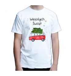 Koszulka świąteczna męska choinka na busie