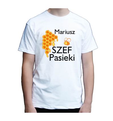 Koszulka Szef Pasieki z imieniem i plastrem miodu