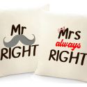 Poduszki dla par na walentynki Mrs Mr Right