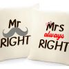 Poduszki dla par na walentynki Mrs Mr Right