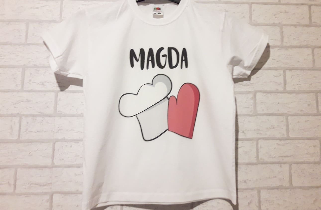 Zabawy w kucharzenie i pieczenie w domu. Przepis na sernik. Koszulka kucharka. Koszulka kucharz.